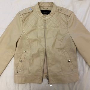 Cream Vera Moda Faux Leather Jacket